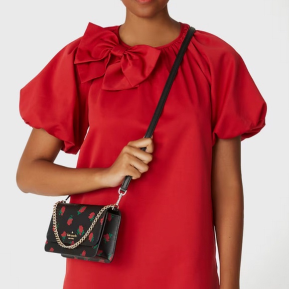 NWT NEW Kate Spade Madison Ditsy Rose Small Flap Crossbody Bag KE643 Black - Picture 2 of 6